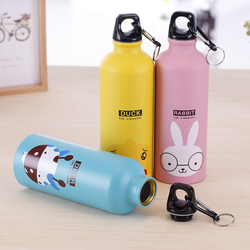 Chai đựng nước 500ml bằng nhôm in họa tiết hoạt hình