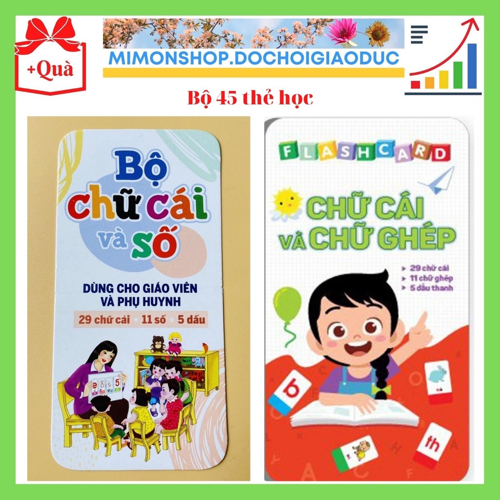 Bộ Thẻ Học Tiếng Việt Thông Minh Flascard 42 Thẻ Học Chữ Cái Và Số Đếm Từ 0 Đến 10 Chữ Ghép Cho Trẻ MIMON