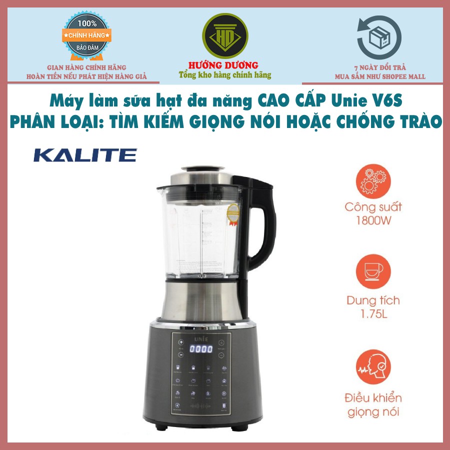 Máy làm sữa hạt đa năng Unie V6S, 1800W, dung tích 1,75 công nghệ giọng nói hoặc công nghệ chống trào