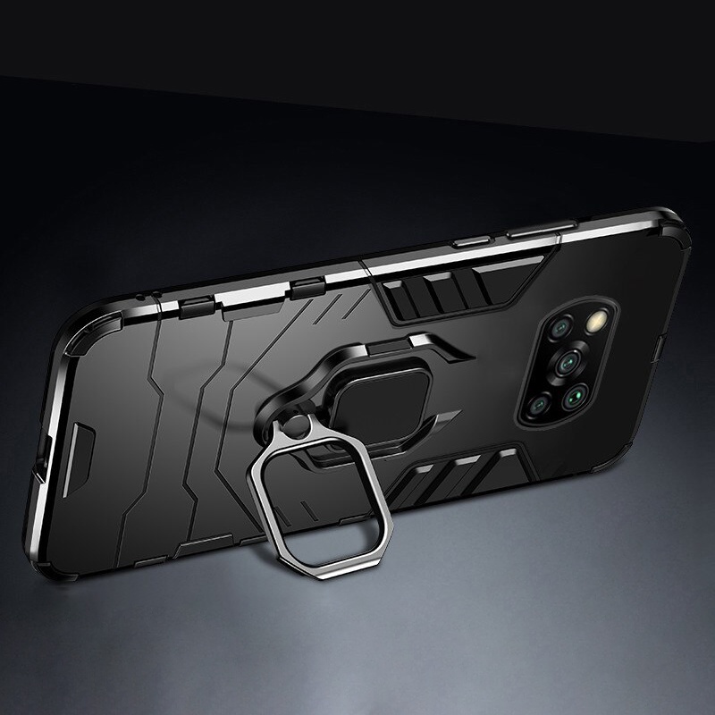 Ốp Xiaomi Poco X3 M3 F3 GT Pro NFC Mi 11i 8 Pro EE Note 7 8 K20 9T Ironman Kèm Iring Xoay 360 Chống Sốc Cao Cấp Handtown