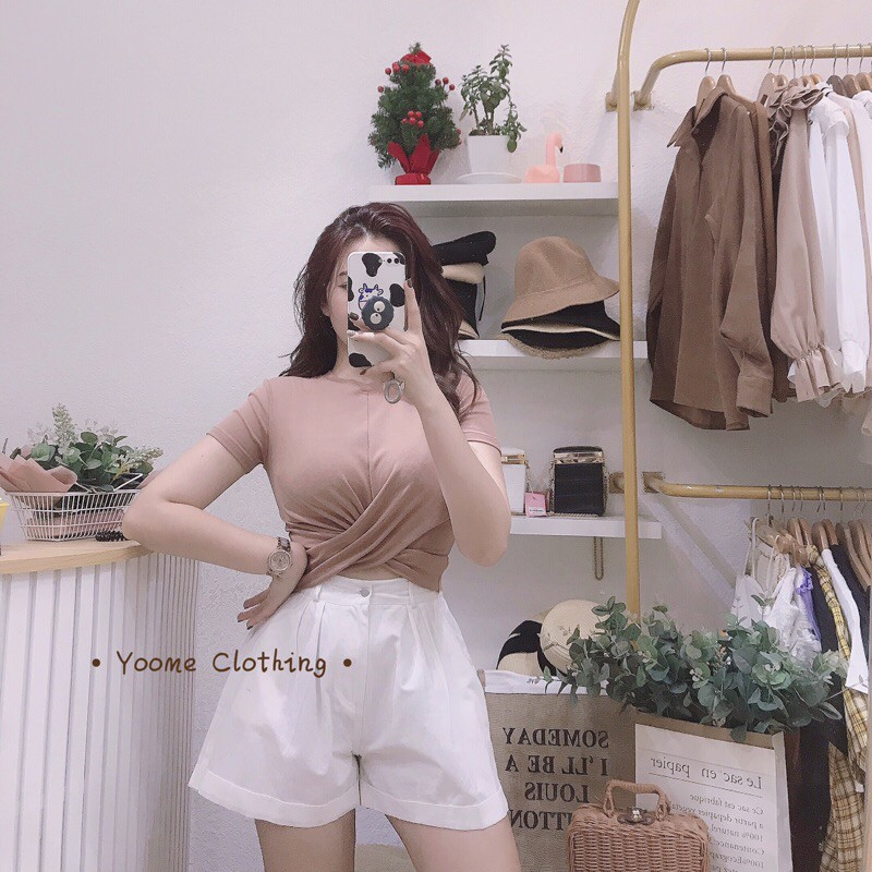 Áocroptop xoắn eo chất cottonzip dày dặn co giãn đa chiều cho nữ Yoomeclothing[ ẢNH THẬT SHOP CHỤP ]