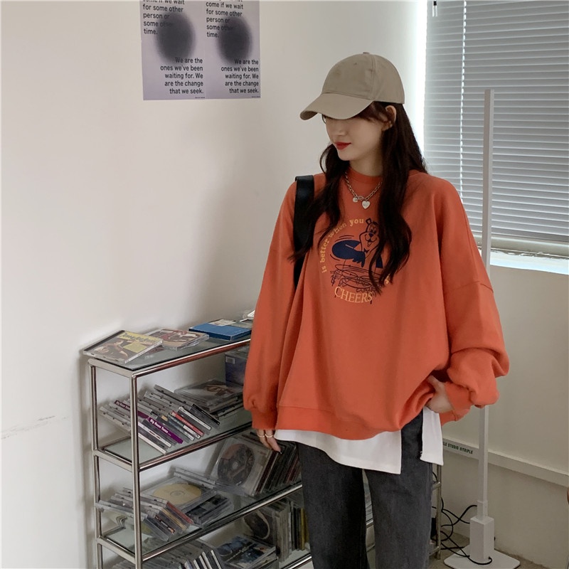 Áo Sweater Tay Dài In Họa Tiết Xinh Xắn Kiểu Hàn Quốc Cho Nữ | BigBuy360 - bigbuy360.vn