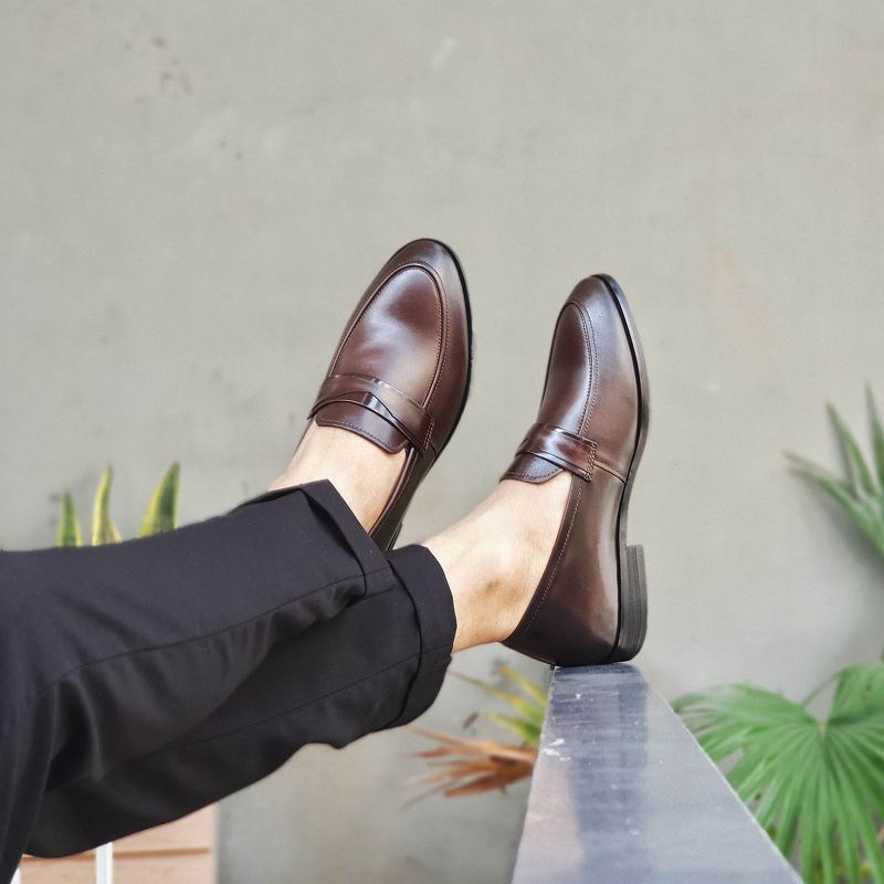 Giày Lười Loafer Tăng Chiều Cao Da Bò Nguyên Tấm Santoro Mã TCM575