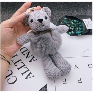 Móc túi xách Gấu Teddy mặc áo lông vũ