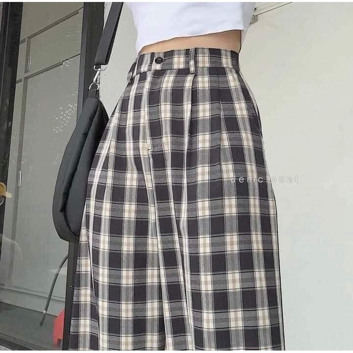 [GIÁ HUỶ DIỆT] Quần sớ lẻ ống rộng kẻ caro -Quần sớ ống rộng unisex uzzlang (có ảnh thật)