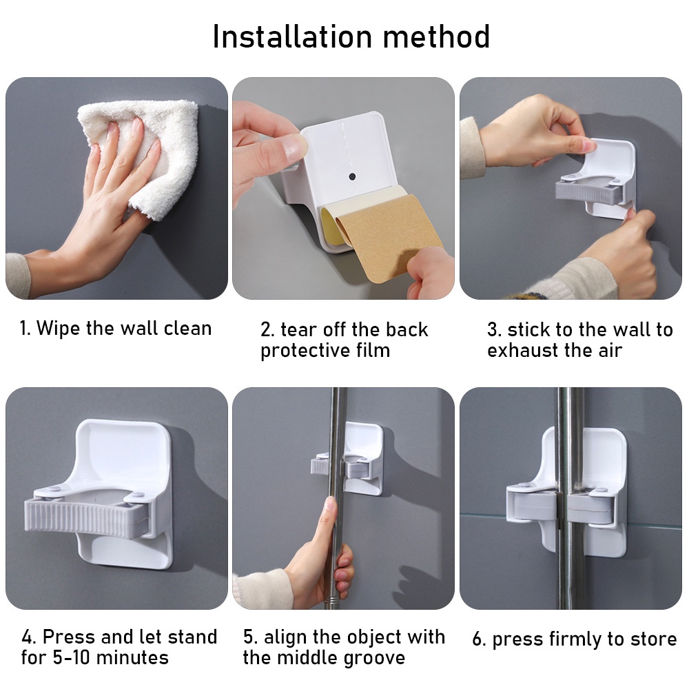 Giá Đỡ Chổi/Cây Lau Nhà Gắn Tường Tự Dính Có Thể Tái Sử Dụng Cho Nhà Bếp