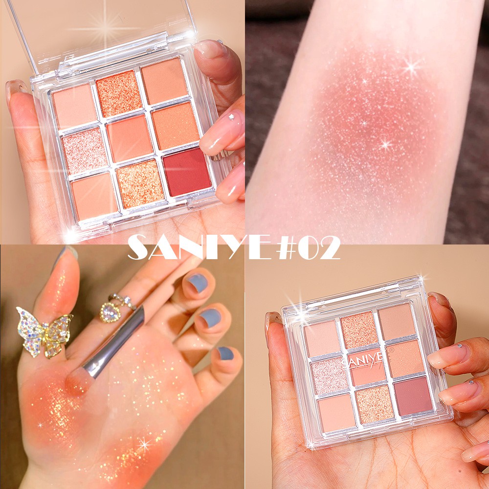 Bảng Phấn Mắt 9 Màu Lì Ánh Kim Thu Hút Saniye E0925