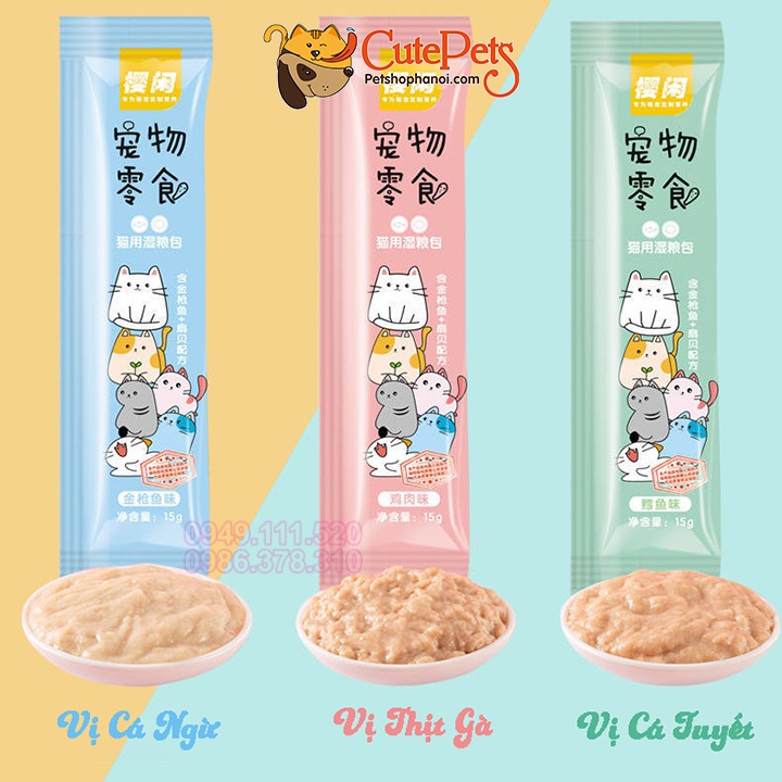 Súp thưởng cho mèo Shizuka combo 10 thanh Súp dinh dưỡng cho mèo - CutePets