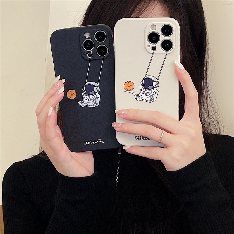 Ốp Điện Thoại silicone Mềm In Hình Phi Hành Gia Cho iphone 15 13 / 12 / 11 pro max x xr 7 8 plus Bảo Vệ