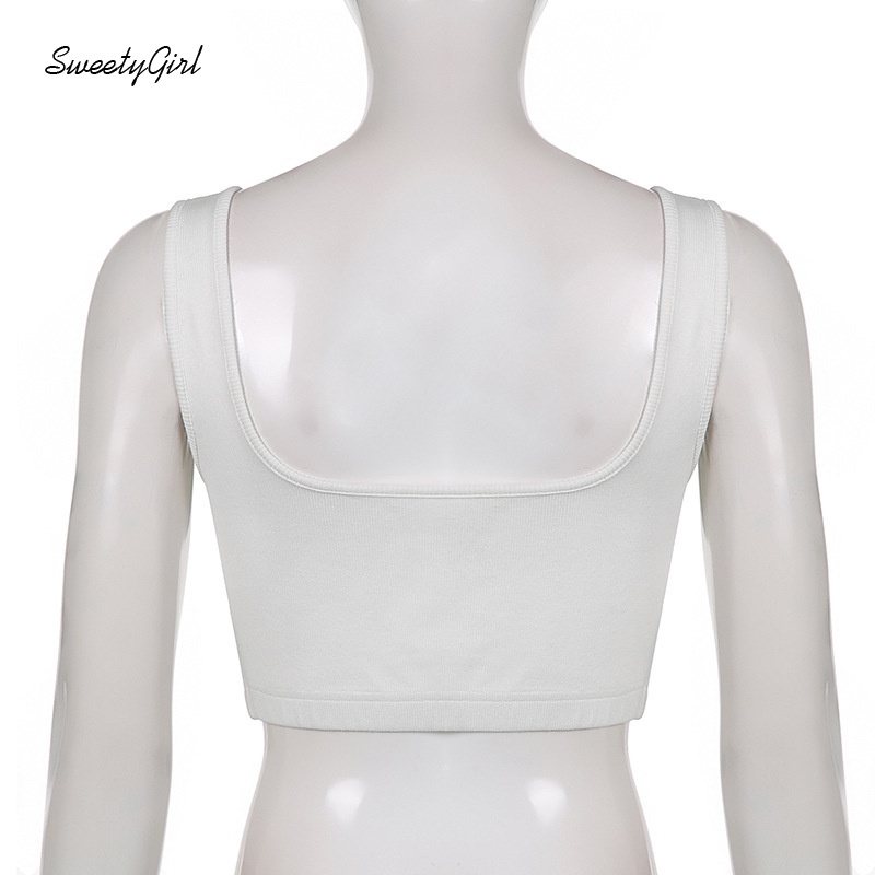 Áo tank top cổ vuông màu trơn chất liệu cotton thời trang cho nữ