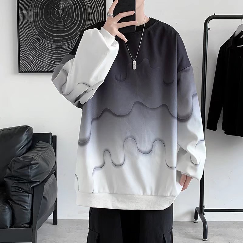 Áo Thun Tay Dài Dáng Rộng Phối Màu Độc Đáo Phong Cách Hàn Quốc Hợp Thời Trang Cho Nam