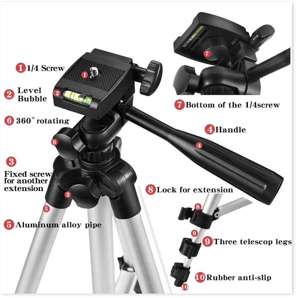Chân máy ảnh Tripod SALE ️ Chân đế chụp hình đa năng cho điện thoại và máy ảnh cao cấp 9456