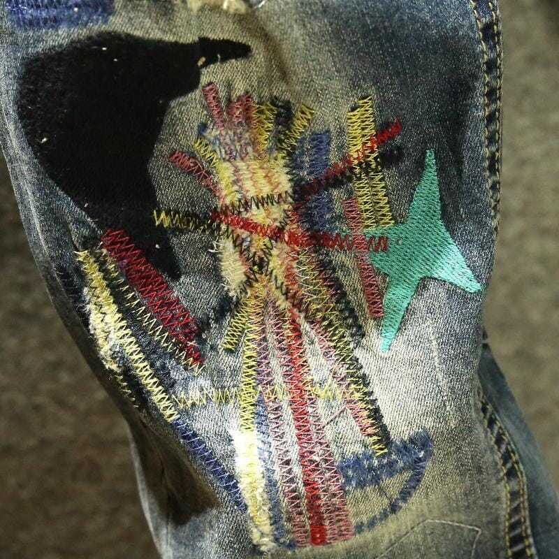 Quần jeans dáng dài thêu chữ cái phong cách Hàn Quốc cá tính trẻ trung dành cho nam