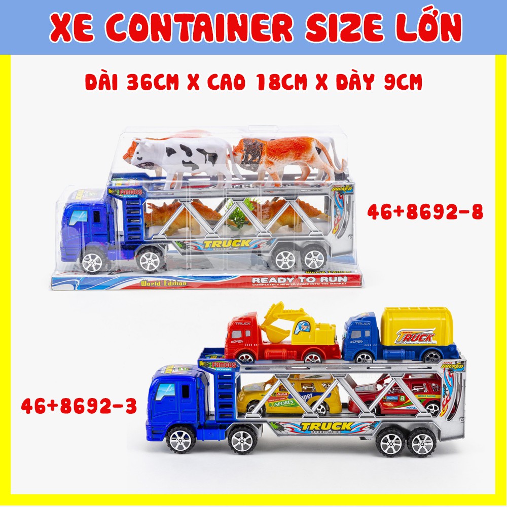 Đồ Chơi xe container xe tải chuyên dụng chở xe chở thú