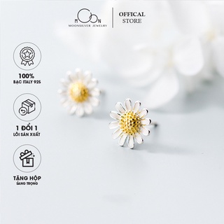 Khuyên tai bạc nữ, bông tai s925 hoa cúc họa mi - Bạc 925 Moonsilver