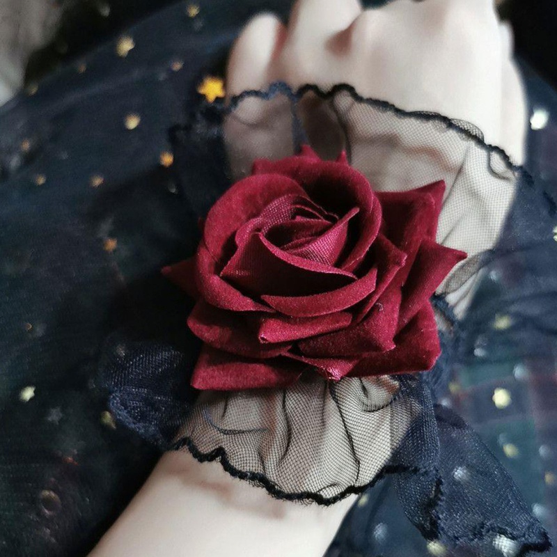 Băng Đô Vải Ren Co Giãn Trang Trí Hoa Hồng Phong Cách Lolita Cho Cô Dâu