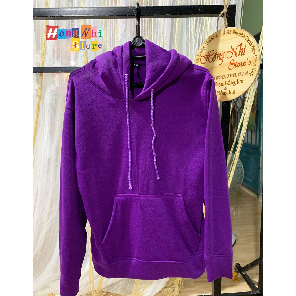 Áo Hoodie Trơn Màu Tím Đậm Cao Cấp Dáng Rộng Unisex Nam Nữ Mặc Được - MM | BigBuy360 - bigbuy360.vn