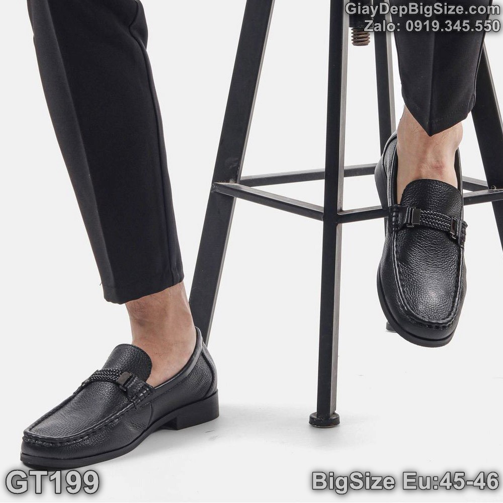 Giày tây lười công sở, giày xỏ penny loafer big size cỡ lớn Eu:45-46 cho nam cao to chân ú bè - GT199