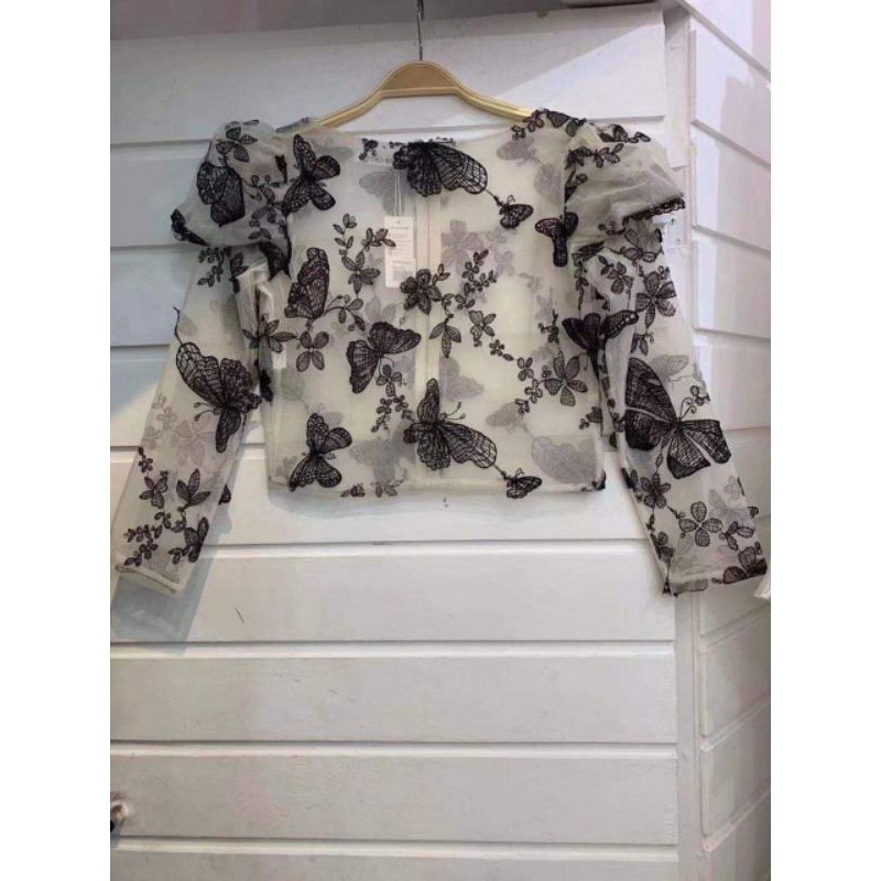 Vải ren hồ điệp thêu 3d