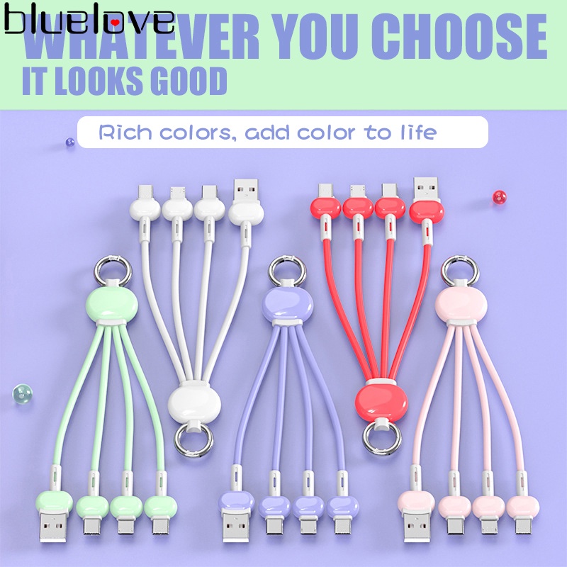 Cáp Sạc Nhanh Micro USB &amp; Type C 3 Trong 1 Thiết Kế Dạng Móc Khóa 5V 3.4A Cho Điện Thoại Thông Minh