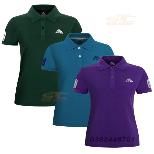 COMBO 3 Áo Thun Cá Sấu Nữ Màu Tím Huế -Coban- Xanh rêu Có Size Đại ShopKimngantc