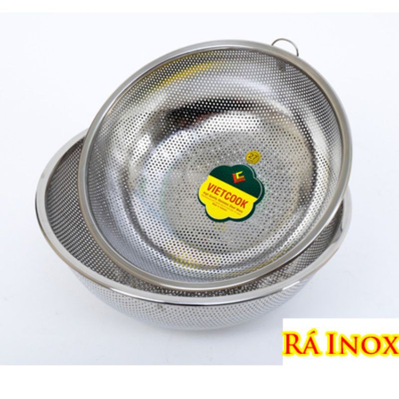 Rá inox ,rá rổ inox  vo gạo inox 430 Vietcook  các size 18,21,24,27,30,rổ inox rửa rau,hoa quả ,..size 18,21,24,27,30