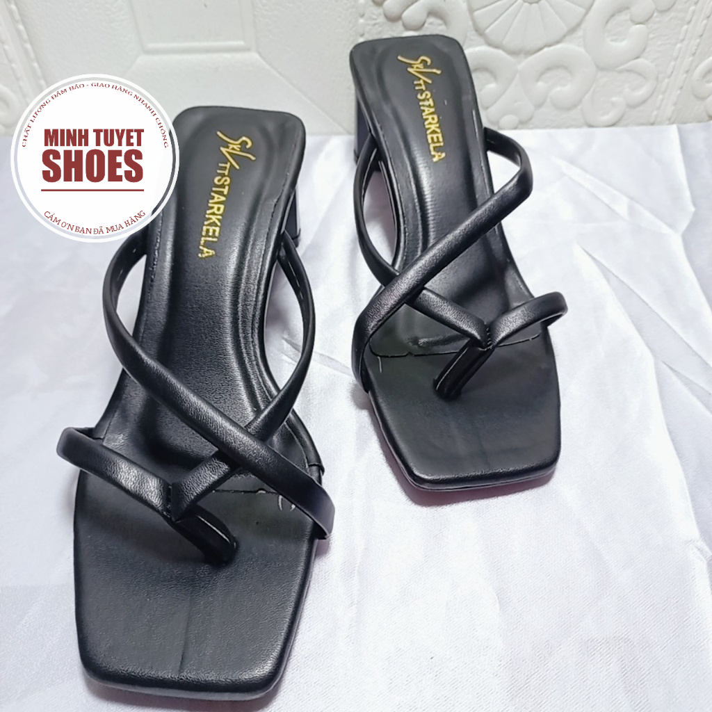 GIÀY NỮ MINHTUYETSHOES CAO GÓT KẸP NGÓN QUAI CHÉO MẢNH -GUỐC NỮ XỎ NGÓN MŨI VUÔNG MÃ GOTTRU