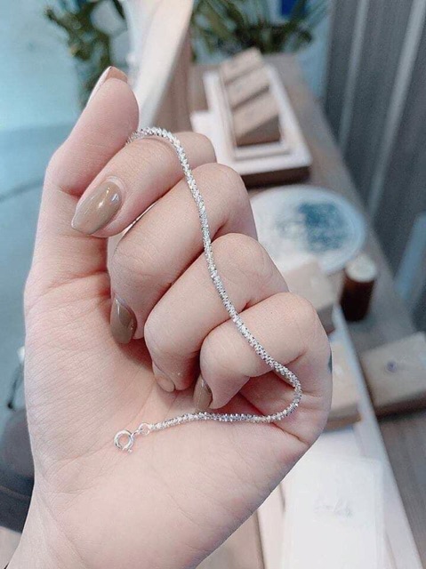 Lắc chân Tuyết xù Bạc cao cấp TUNA SILVER cam kết chuẩn Bạc, Lắc chân nữ đẹp