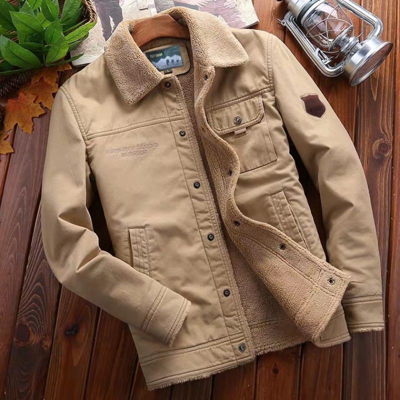 ÁO KHOÁC LÓT LÔNG  CỪU MÀU KHAKI CÔNG NGHỆ GIỮ NHIỆT ẤN TƯỢNG CHO THANH NIÊN VÀ TRUNG NIÊN NGƯỜI LỚN TUỔI