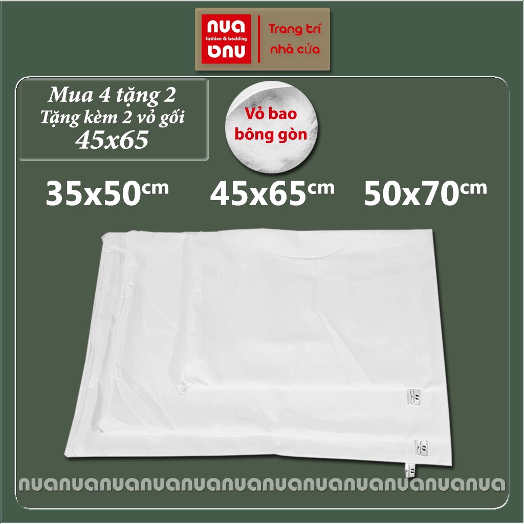 Vỏ ruột gối trắng có khoá kéo dùng nhồi bông gòn thay thế vỏ ruột gối nằm gối ôm cũ bảo vệ sức khoẻ