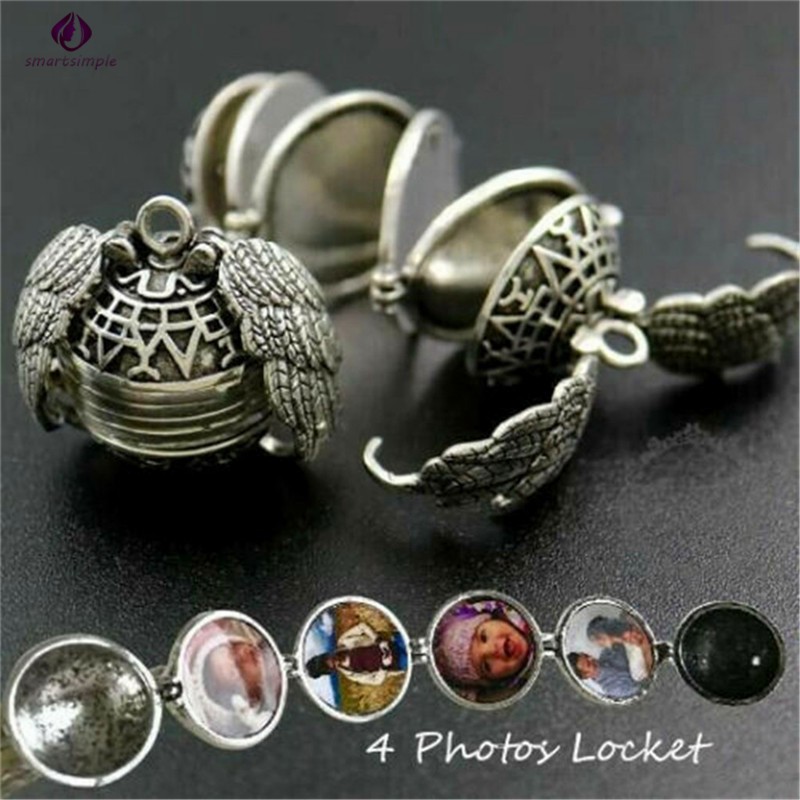 Expanding Photo Locket Necklace Angel Wing Folding Pendant Necklace Jewelry Gift