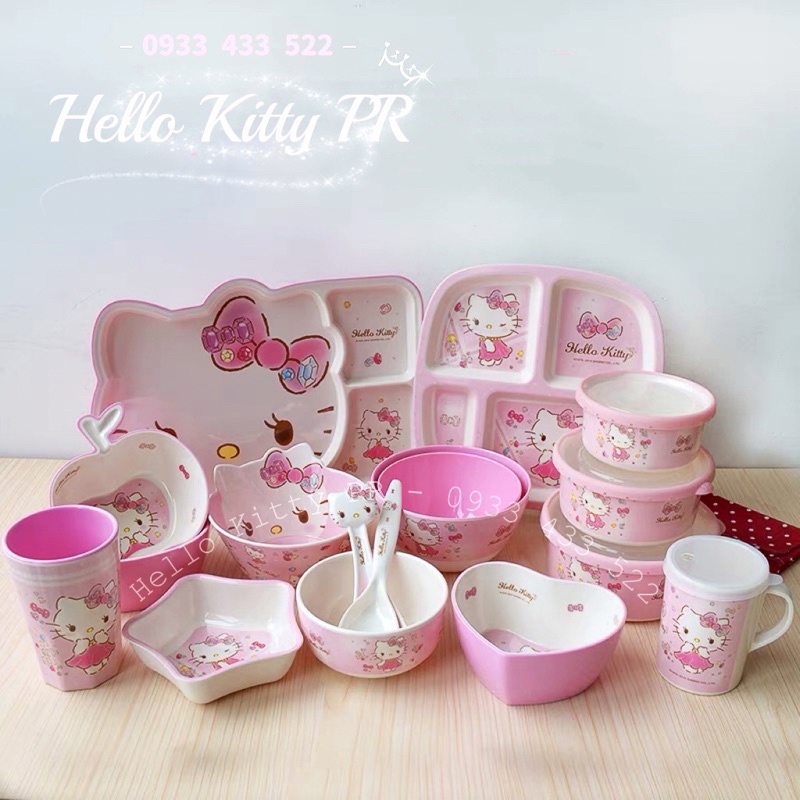 Tô chén muỗng ly dĩa Hello Kitty