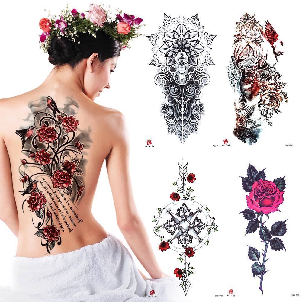 ROWANS Sticker Dán Hình Xăm Hoa Hồng 3D Mới