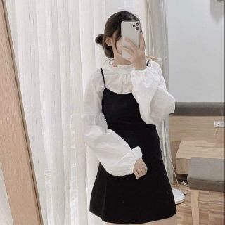 Set yếm đen kèm áo tay phồng ⚡bao đẹp syv6489