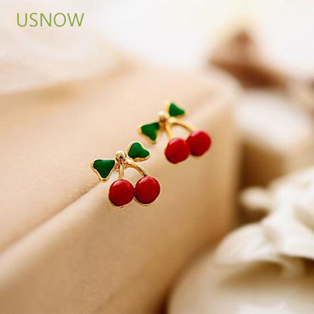 Khuyên Tai Hình Quả Cherry Đính Nơ Xinh Xắn Dành Cho Nữ