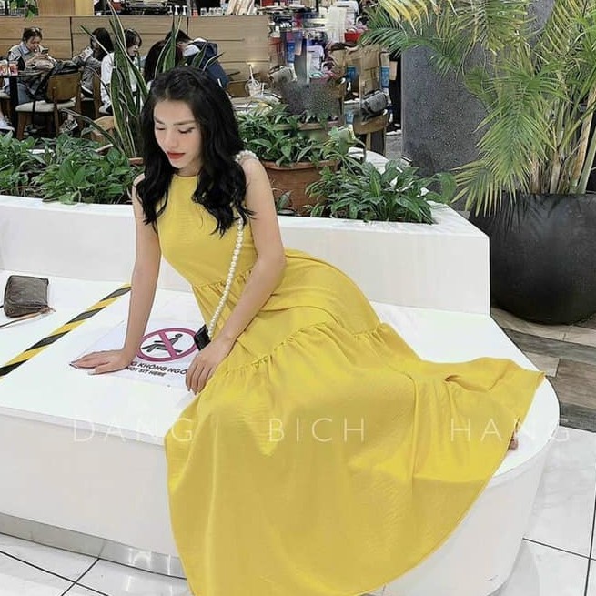 Váy suông nữ babydoll dáng xòe 3 tầng vải đũi dáng dài miên man | BigBuy360 - bigbuy360.vn