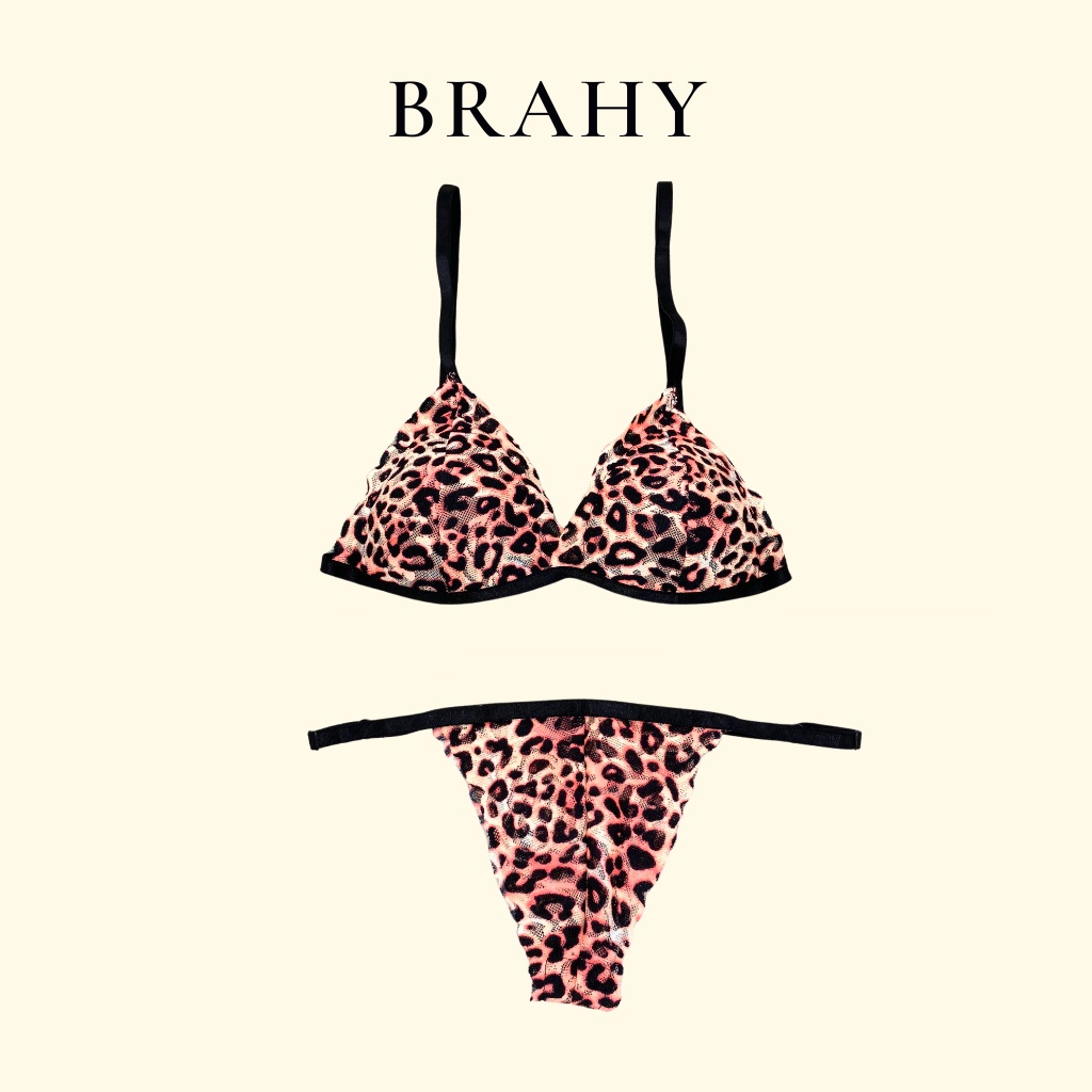 Bộ đồ lót màu da beo thiết kế BRAHY không gọng sexy 001