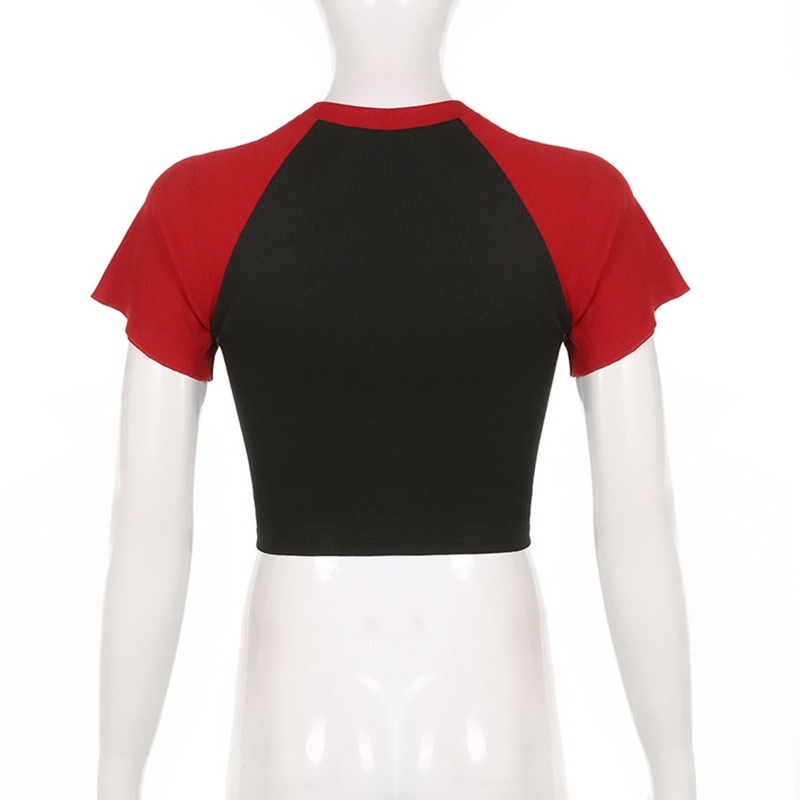 Áo Thun Crop Top Nữ Tay Ngắn In Hình Bộ Xương Màu Sắc Nổi Bật