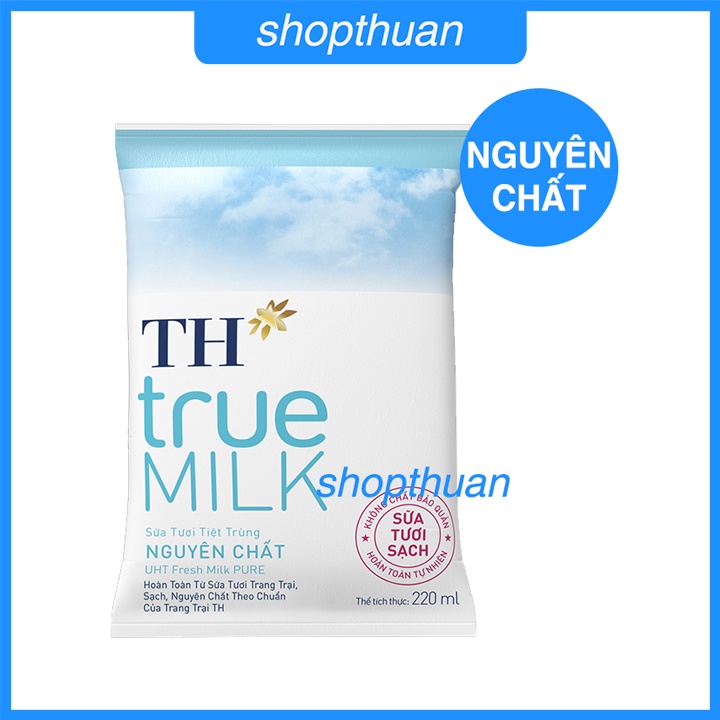 Thùng 48 bịch sữa tươi tiệt trùng nguyên chất TH true MILK 220ml - HSD : 3/5/22