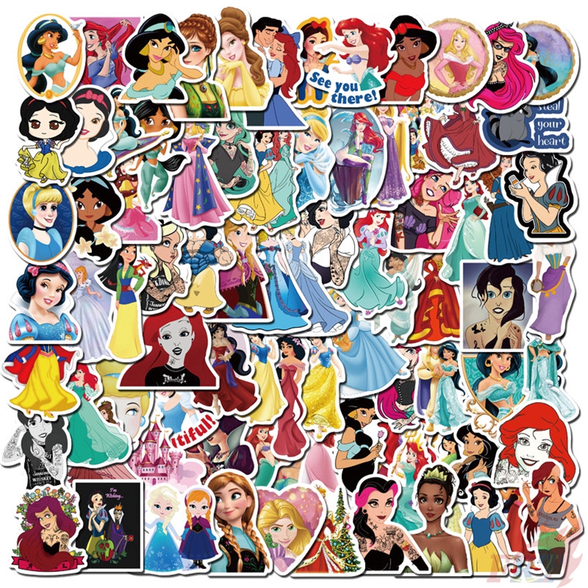 Set 100 Sticker Dán Trang Trí Hình Công Chúa Disney