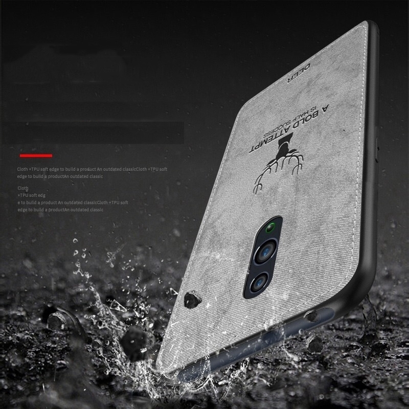 Ốp lưng viền silicon mềm phối vải in hình con nai cho OPPO Reno 10x