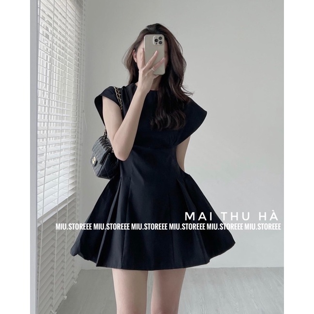 VÁY THÔ KAKI CHIẾT EO TAY VỂNH ĐANG XOÈ VTKTTH