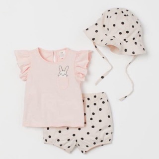 Set thỏ hồng hm kèm mũ