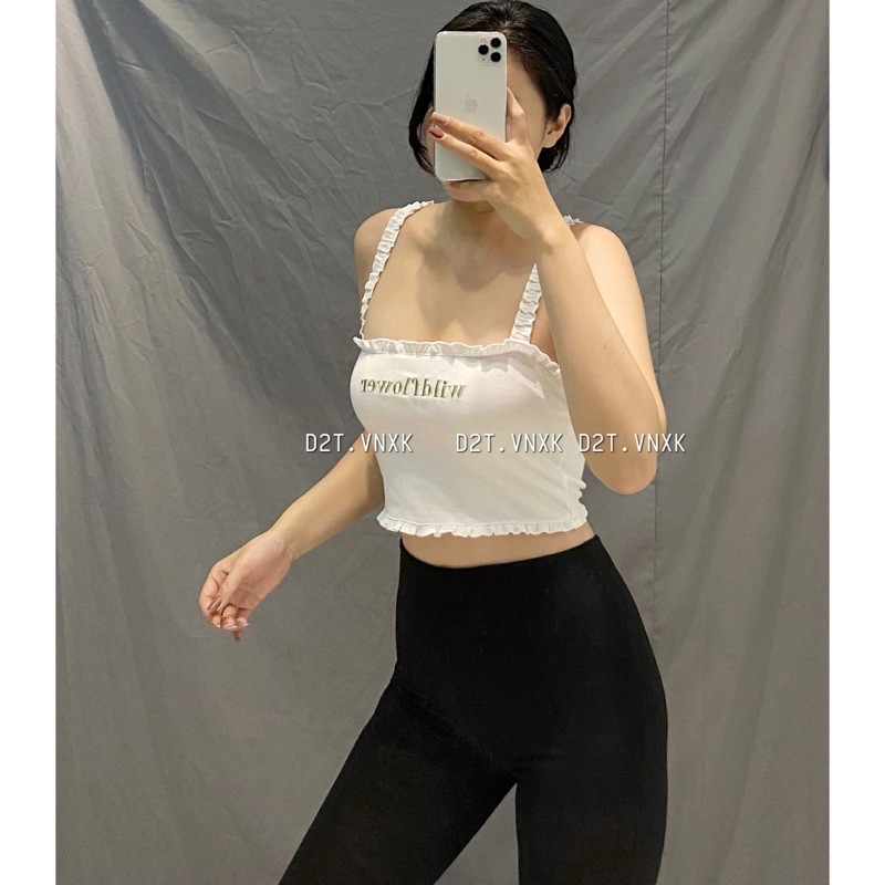 Áo Croptop Thêu Phối Bèo F.21 VNXK
