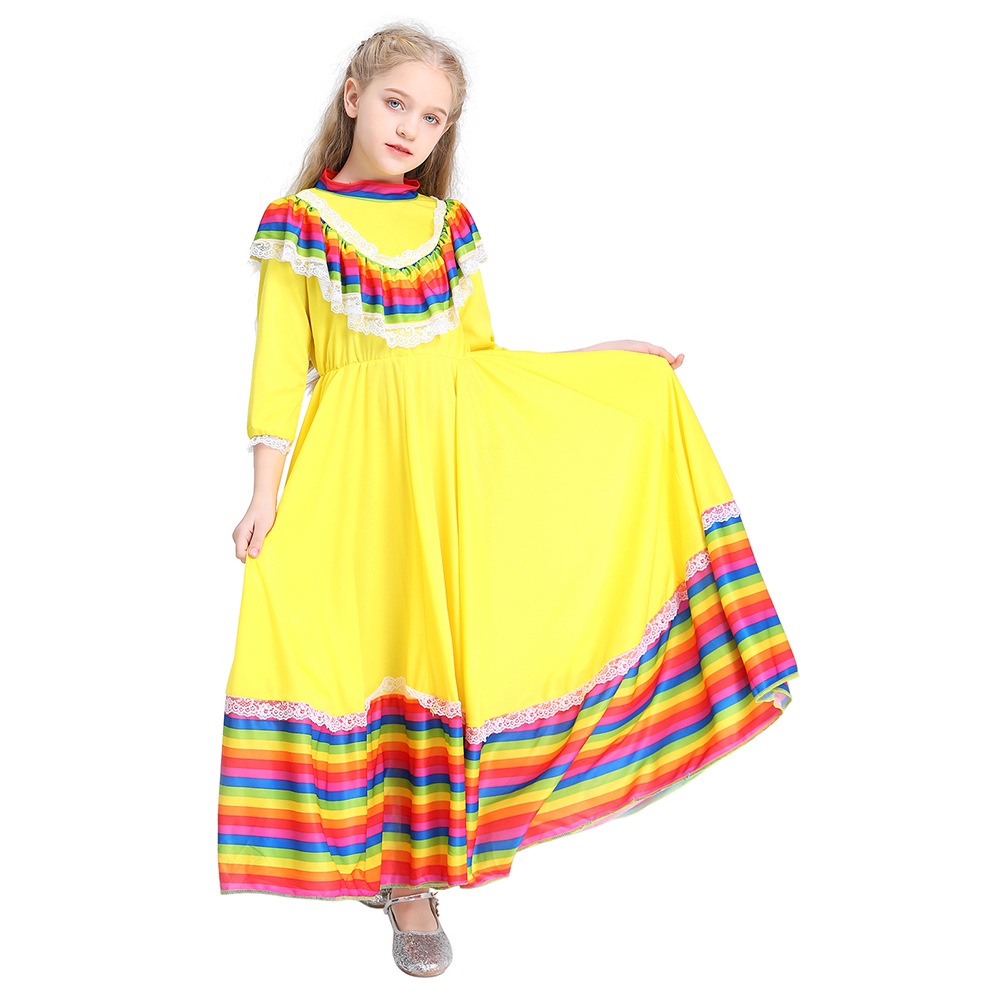 Trang Phục Biểu Diễn Múa Dân Gian Mexico Truyền Thống Dành Cho Bé Gái
