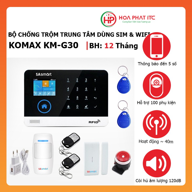 [CHÍNH HÃNG] Bộ chống trộm trung tâm dùng sim và wifi 5A Smart 5A-F10, Báo trộm qua điện thoại, gọi điện, nhắn tin