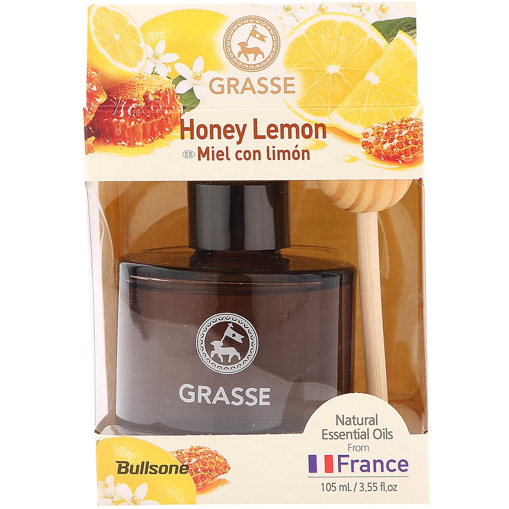 Nước Hoa Ô Tô Cao Cấp Bullsone Grasse Diffuser Honey Lemon 110ml (Hương Chanh Mật Ong) - Hàng Chính Hãng