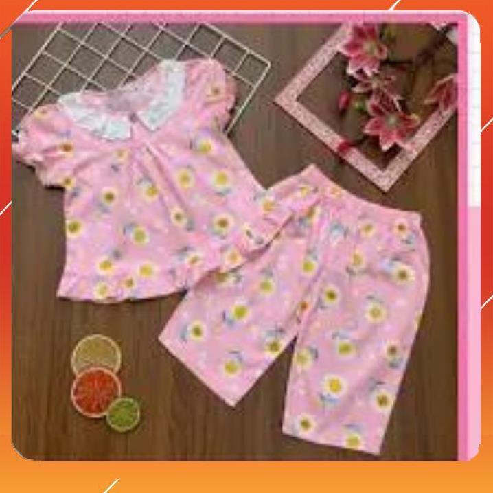 Bộ đồ bé gái Kate lụa dài thiết kế cổ sen phối bèo siêu xinh cho bé gái yêu 12 - 35 kg