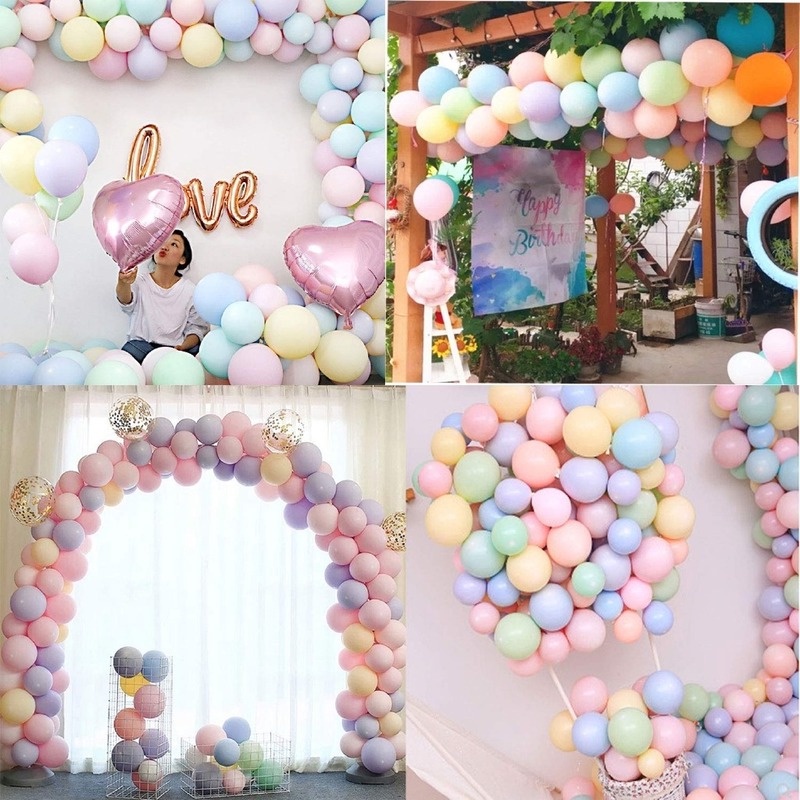 Set 10 Dây Ruy Băng 5 Inch Màu Kẹo Ngọt Dáng Tròn Trang Trí Bong Bóng