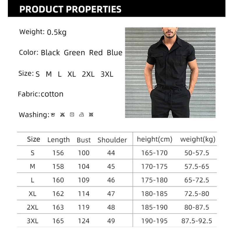 Jumpsuit Tay Ngắn Màu Trơn Thời Trang Cho Nam